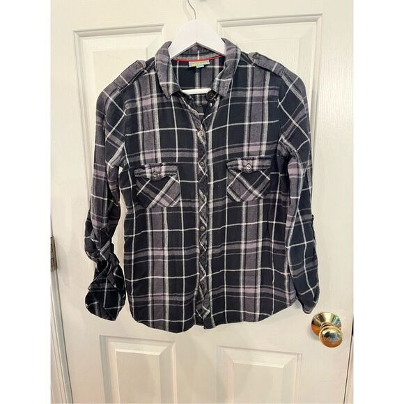 C&C California Gray Plaid Flannel Button Down Shirt sz XS - Picture 1 of 7